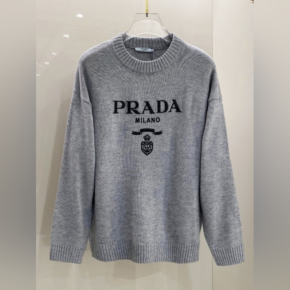 Prada Gray Men's Crewneck Sweater